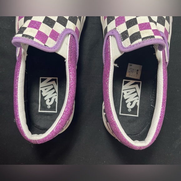 Vans Slide Ons Shoes - Sparkly Checker Purple, White, Black - Women’s Size 6 - Picture 5 of 13